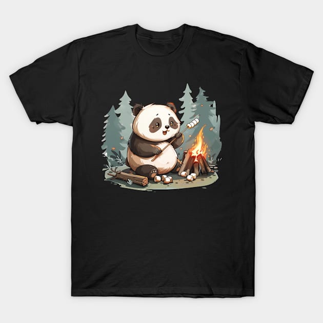 Panda Eating Marshmallows - Panda Bear Japanese T-Shirt by Anassein.os